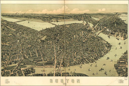 24"x36" Gallery Poster, map of Boston 1899