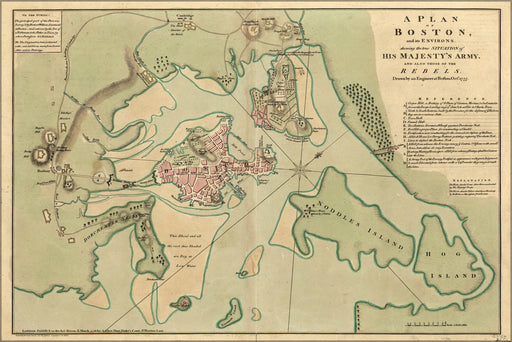 24"x36" Gallery Poster, map of Boston, and its environs 1776