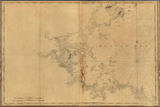 24"x36" Gallery Poster, map of Boston Bay and vicinity 1776