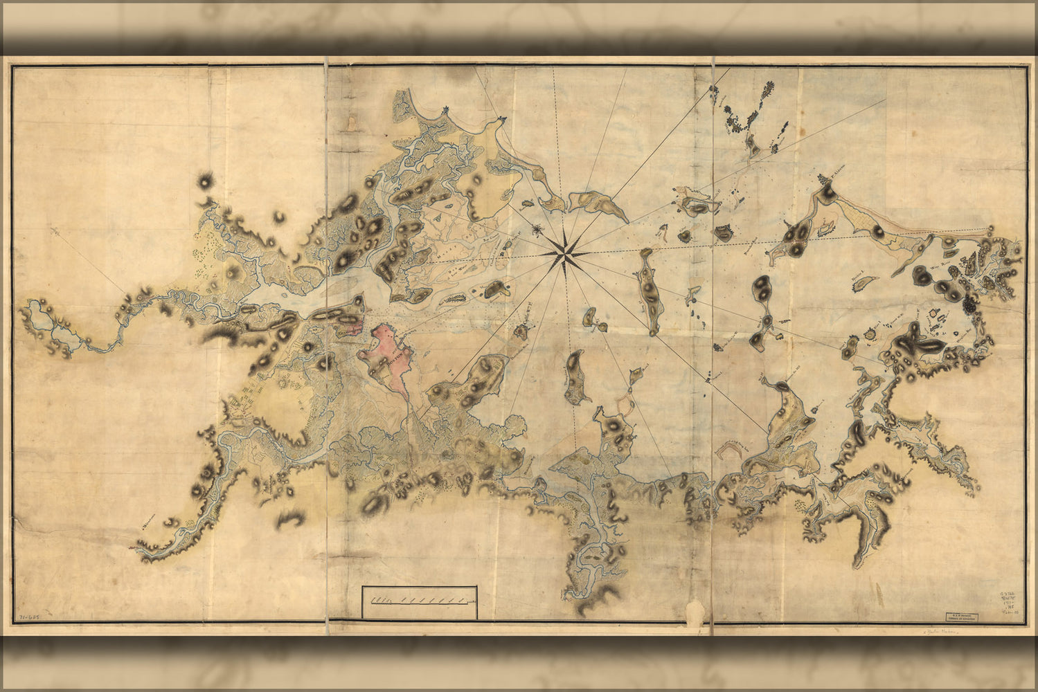24"x36" Gallery Poster, map of Boston Harbour, with the surroundings 1770