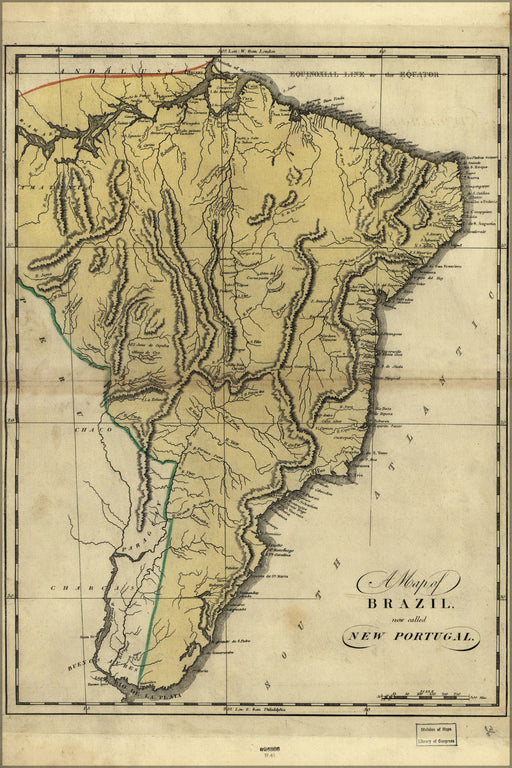 24"x36" Gallery Poster, map of Brazil, or New Portugal 1814 p2
