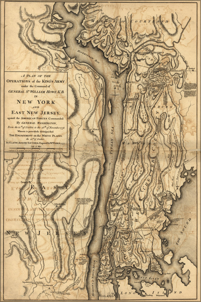 24"x36" Gallery Poster, map of British Army in new york & new jersey 1776