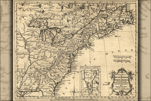 24"x36" Gallery Poster, map of British america pre united states 1763 p2