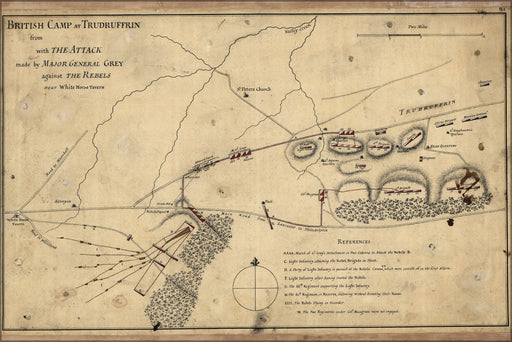24"x36" Gallery Poster, map of British camp at Trudruffrin near White Horse Tavern 1777