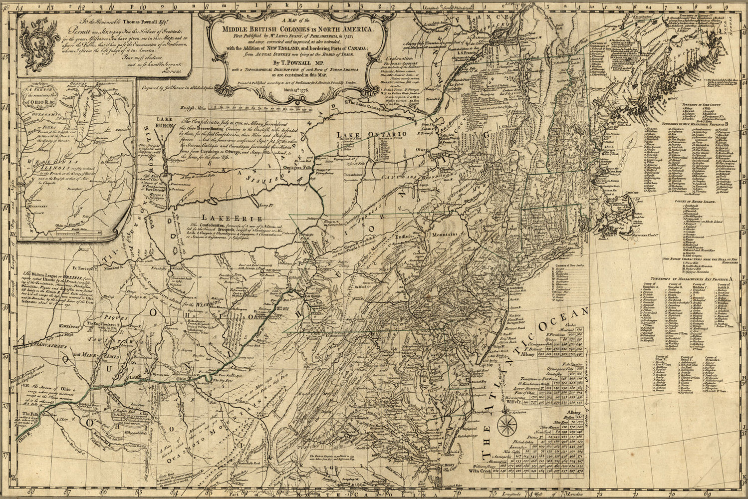 24"x36" Gallery Poster, map of British colonies in North America 1776