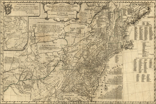 24"x36" Gallery Poster, map of British colonies in North America 1776