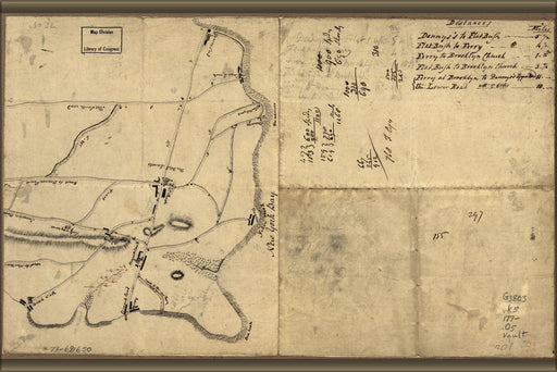 24"x36" Gallery Poster, map of Brooklyn Kings County Long Island 1770