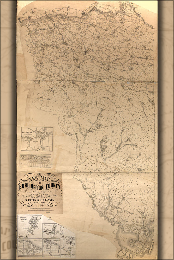 24"x36" Gallery Poster, map of Burlington County new jersey 1859 p2