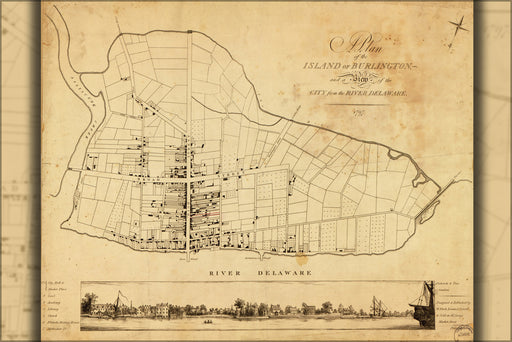 24"x36" Gallery Poster, map of Burlington new jersey 1797