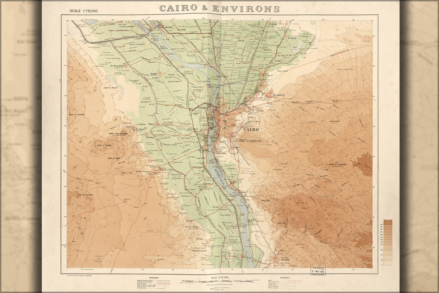 24"x36" Gallery Poster, map of Cairo egypt 1925