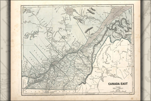 24"x36" Gallery Poster, map of Canada East 1842