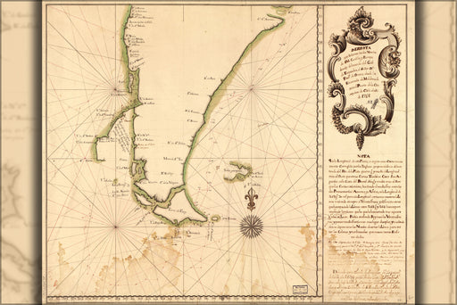 24"x36" Gallery Poster, map of Cape Horn in 1748