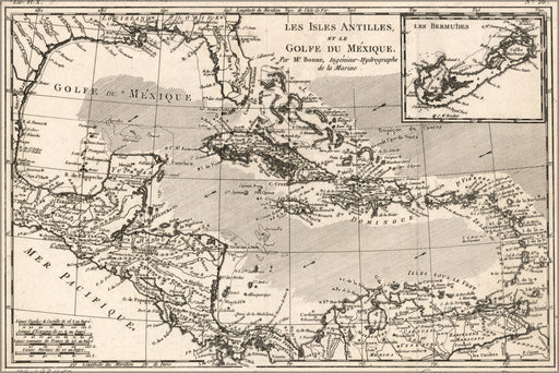 24"x36" Gallery Poster, map of Caribbean Area west indies cuba 1780