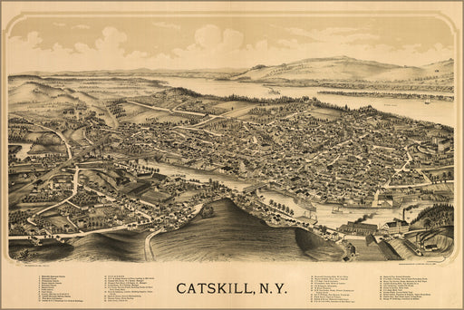 24"x36" Gallery Poster, map of Catskill, New york 1889