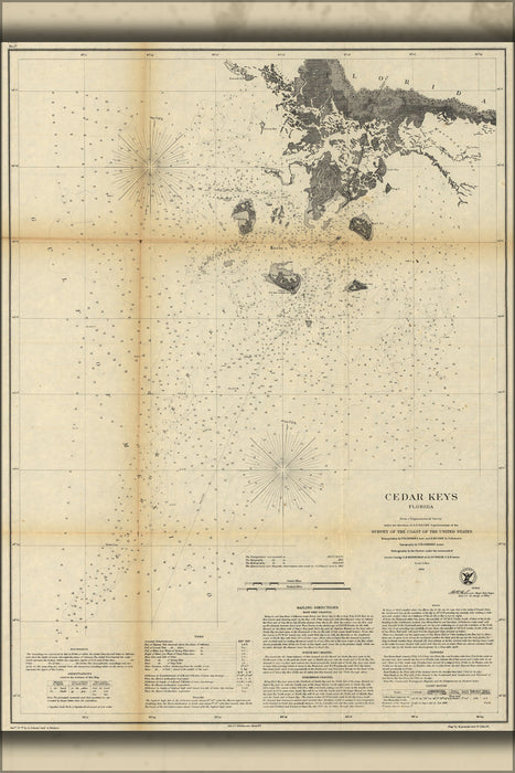 24"x36" Gallery Poster, map of Cedar Keys, Florida 1861