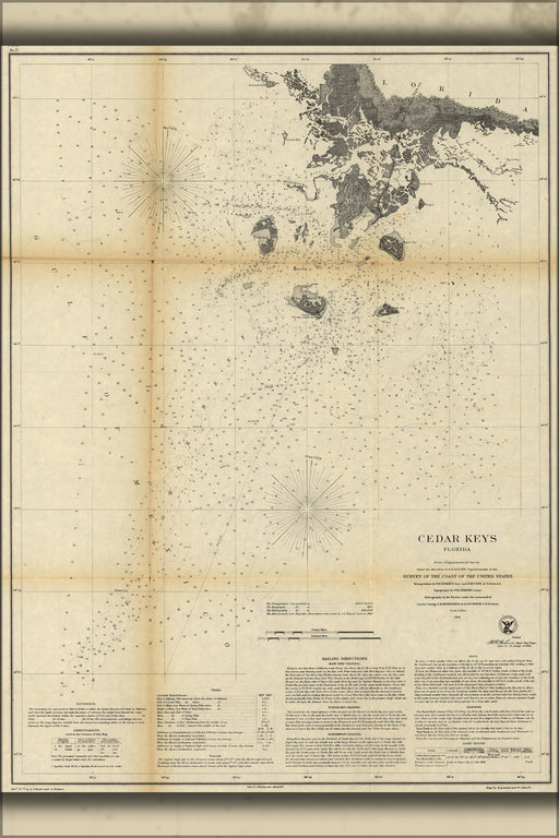 24"x36" Gallery Poster, map of Cedar Keys, Florida 1861