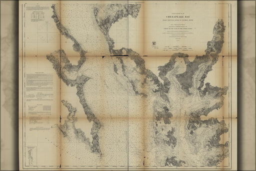 24"x36" Gallery Poster, map of Chesapeake Bay maryland 1866