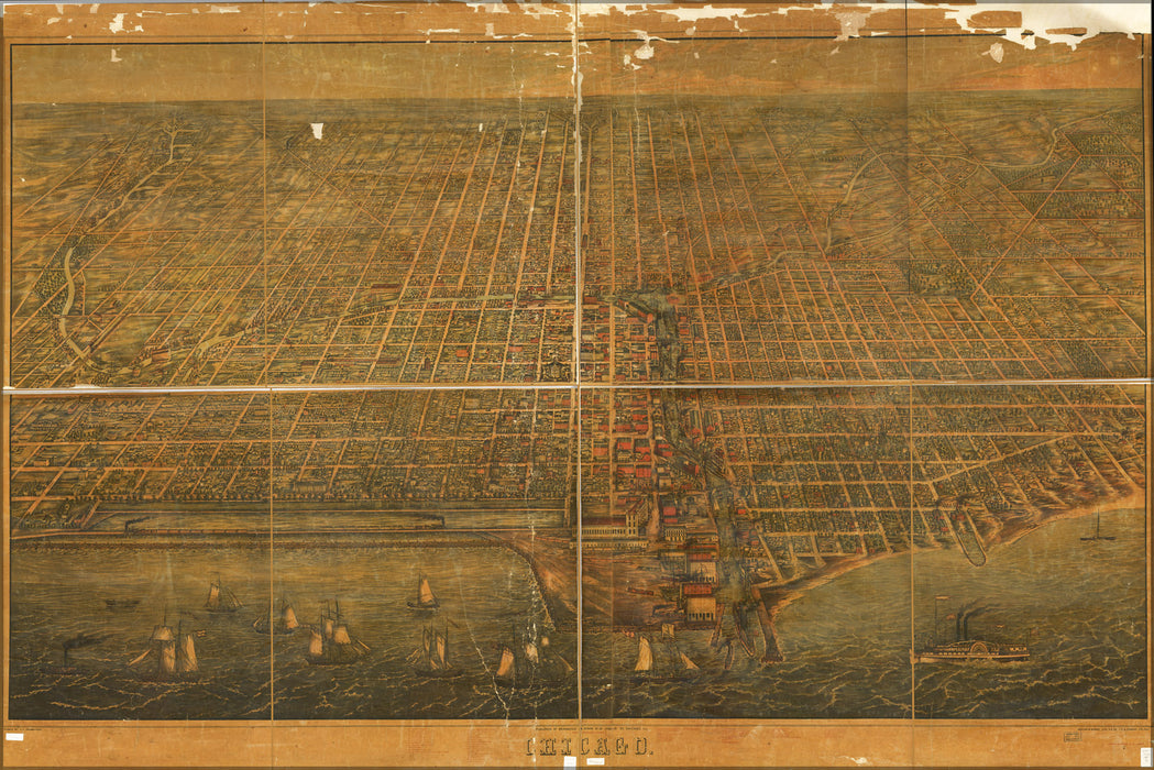 24"x36" Gallery Poster, map of Chicago 1857