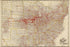 24"x36" Gallery Poster, map of Chicago Burlington & Quincy RailRoad 1881