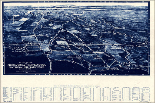 24"x36" Gallery Poster, map of Chickamauga & Chattanooga National Military Park 1913