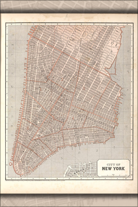 24"x36" Gallery Poster, map of City of New York 1842