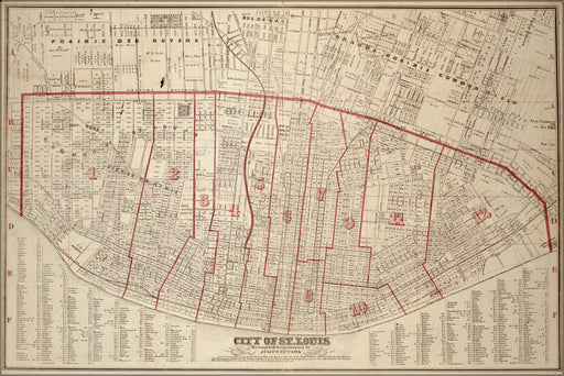 24"x36" Gallery Poster, map of City of St. Louis missouri  1870