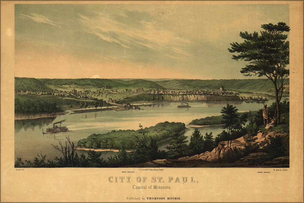 24"x36" Gallery Poster, map of City of St. Paul, Minnesota 1853