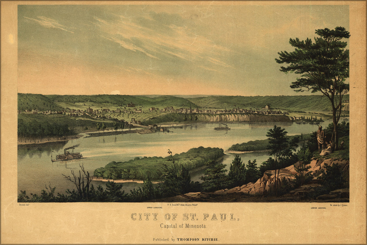 24"x36" Gallery Poster, map of City of St. Paul, Minnesota 1853