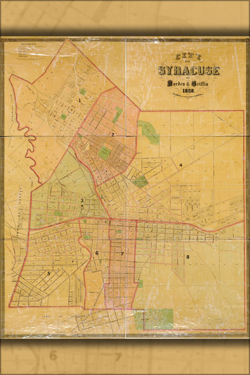 24"x36" Gallery Poster, map of City of Syracuse new york 1868
