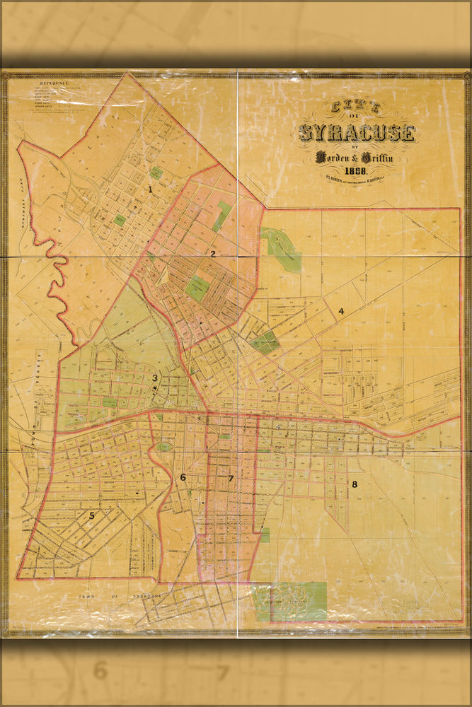 24"x36" Gallery Poster, map of City of Syracuse new york 1868