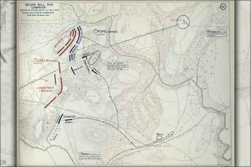 24"x36" Gallery Poster, map of Civil War Second Bull Run Campaign, 1862