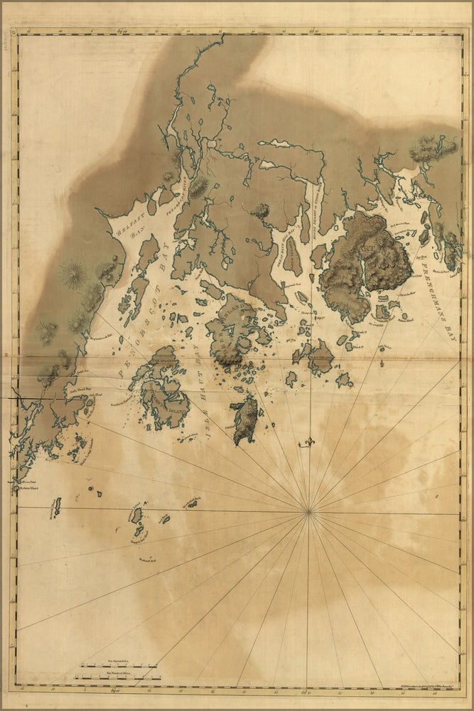 24"x36" Gallery Poster, map of Coast of Maine 1776