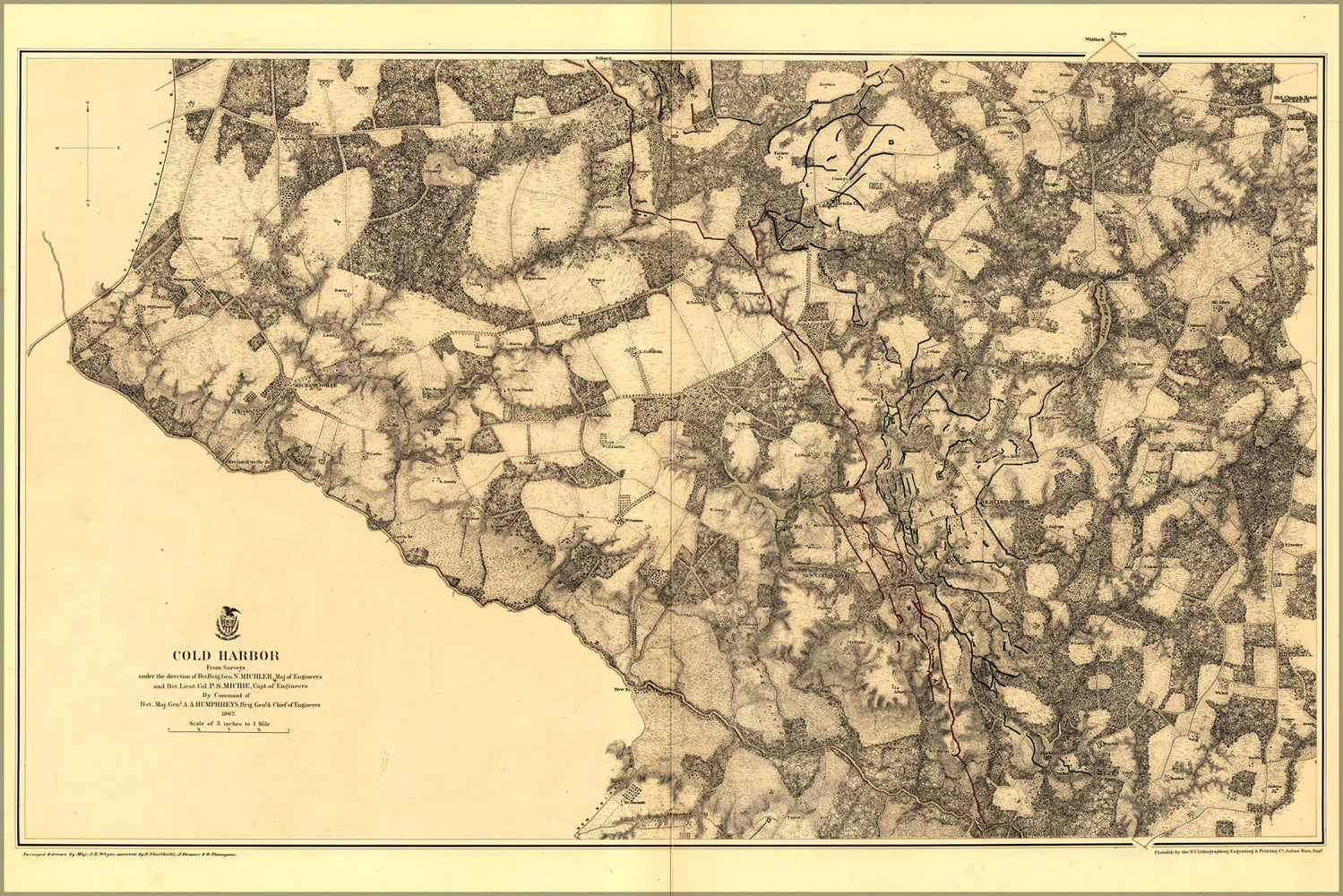 24"x36" Gallery Poster, map of Cold Harbor virginia June 1-3, 1864