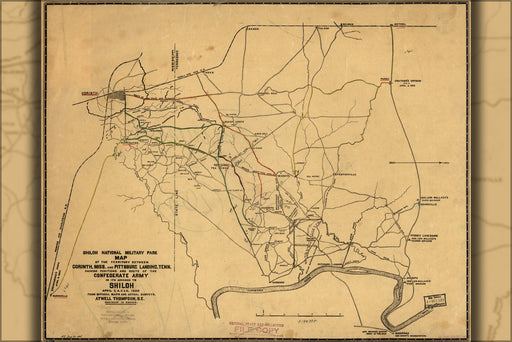 24"x36" Gallery Poster, map of Confederate army prior to Shiloh 1862