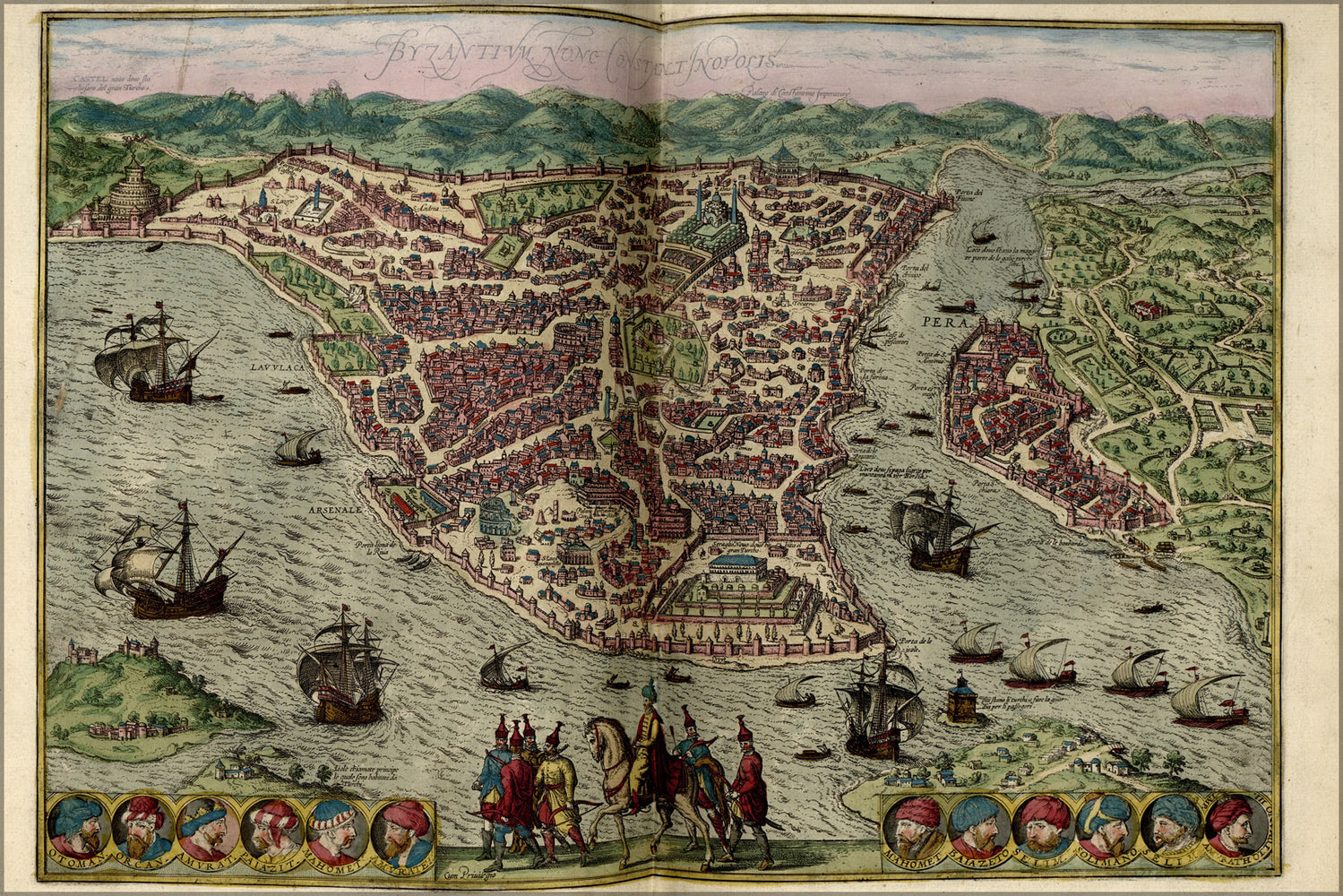 24"x36" Gallery Poster, map of Constantinople istanbul turkey 1612