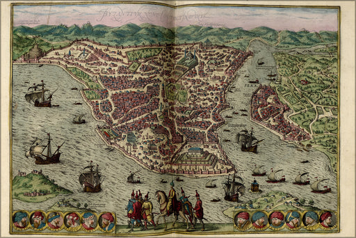 24"x36" Gallery Poster, map of Constantinople istanbul turkey 1612