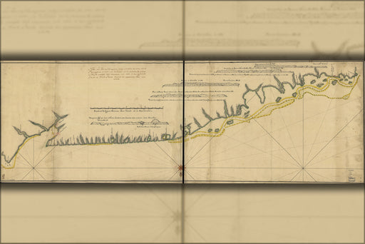 24"x36" Gallery Poster, map of Costa de Cuba 1780