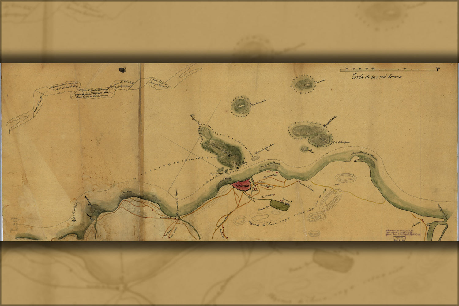 24"x36" Gallery Poster, map of Costa de Vera Cruz 1846