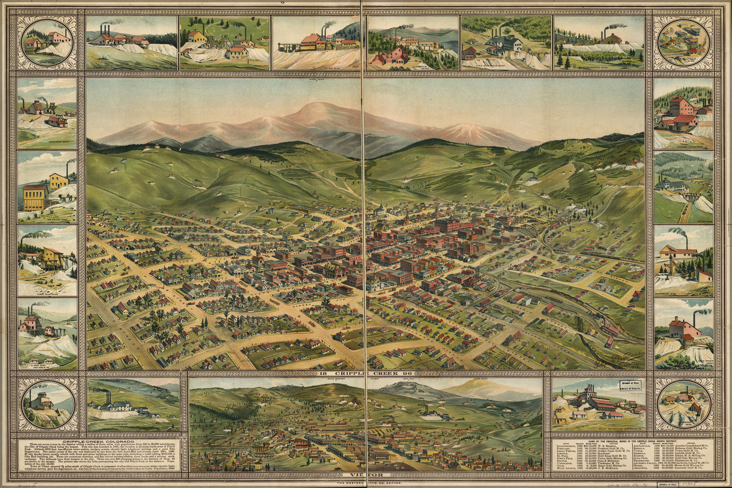 24"x36" Gallery Poster, map of Cripple Creek, colorado 1896