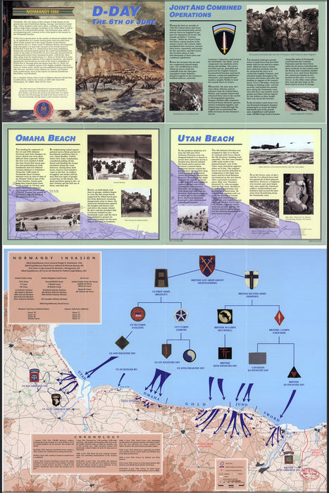 24"x36" Gallery Poster, map of D-Day Normandy with overview, June 6 1944