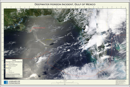 24"x36" Gallery Poster, map of Deepwater Horizon oil spill may 17 2010