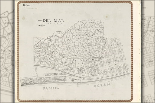 24"x36" Gallery Poster, map of Del Mar San Diego County California 1911