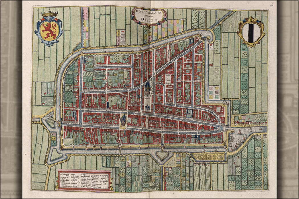 24"x36" Gallery Poster, map of Delft netherlands 1642