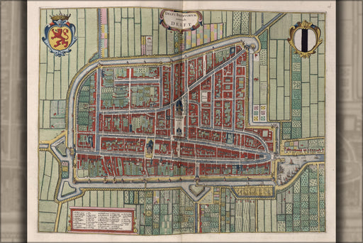 24"x36" Gallery Poster, map of Delft netherlands 1642