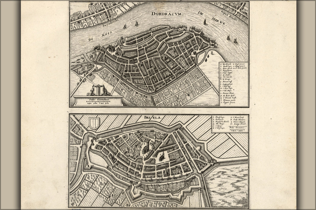 24"x36" Gallery Poster, map of Dordrecht Netherlands 1646