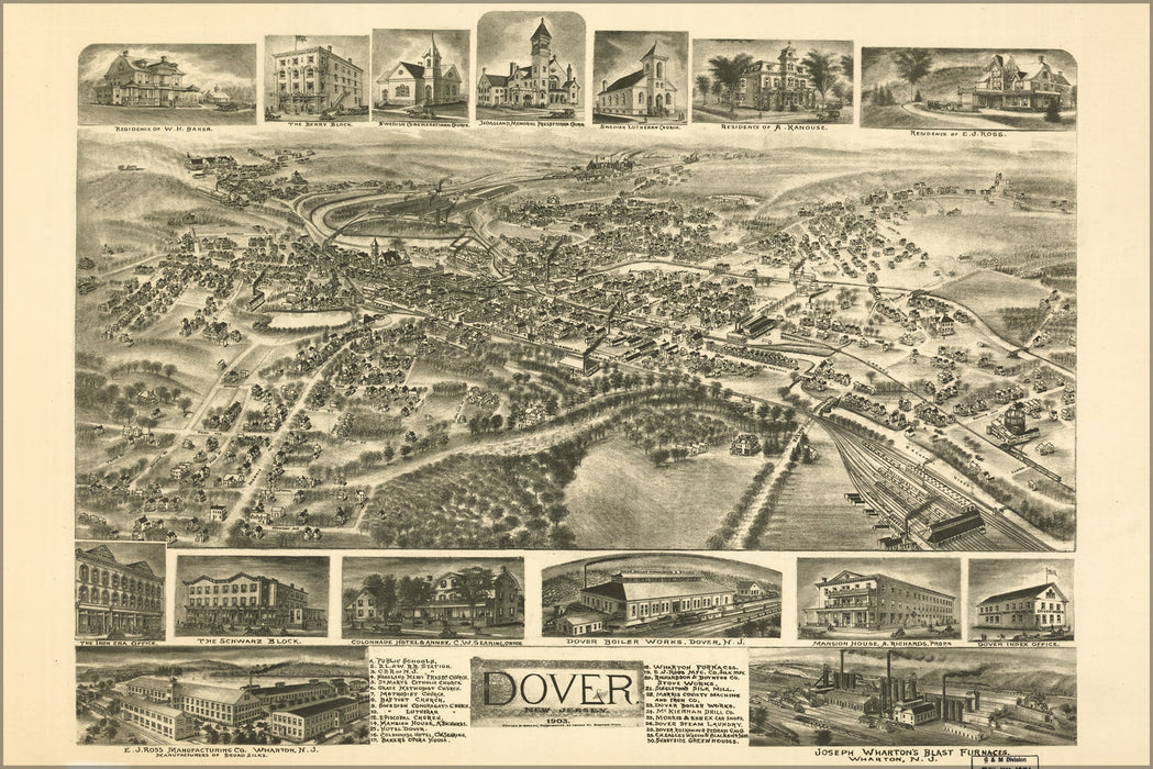 24"x36" Gallery Poster, map of Dover, New Jersey 1903