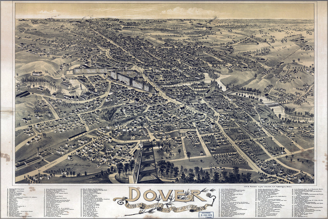24"x36" Gallery Poster, map of Dover New Hampshire 1888