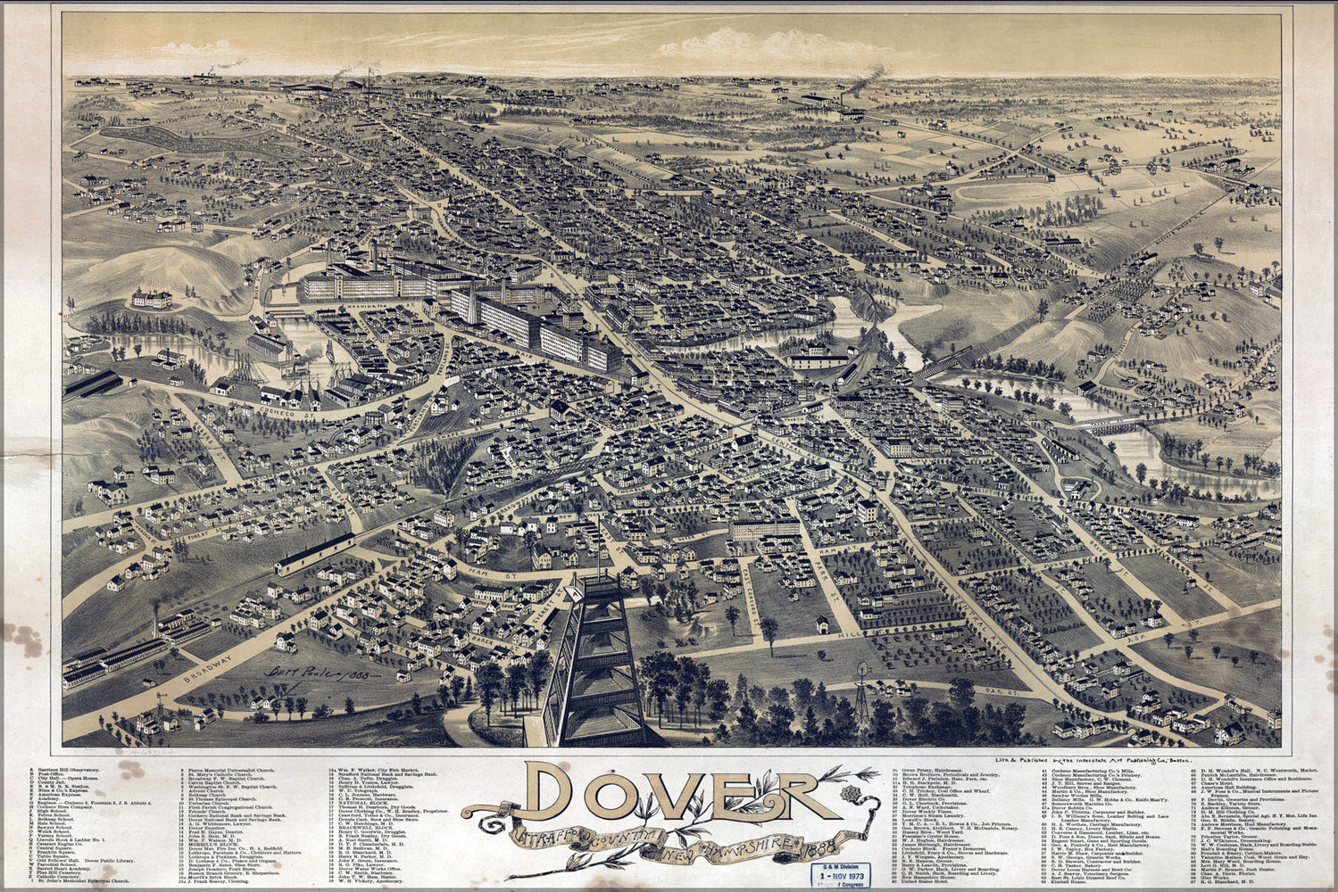 24"x36" Gallery Poster, map of Dover New Hampshire 1888