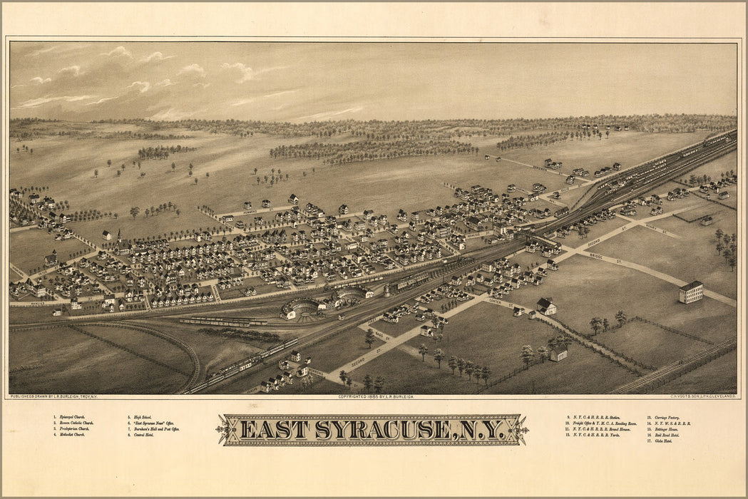24"x36" Gallery Poster, map of East Syracuse, N.Y. 1885