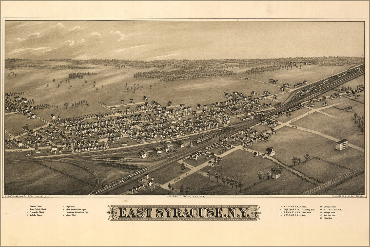 24"x36" Gallery Poster, map of East Syracuse, N.Y. 1885